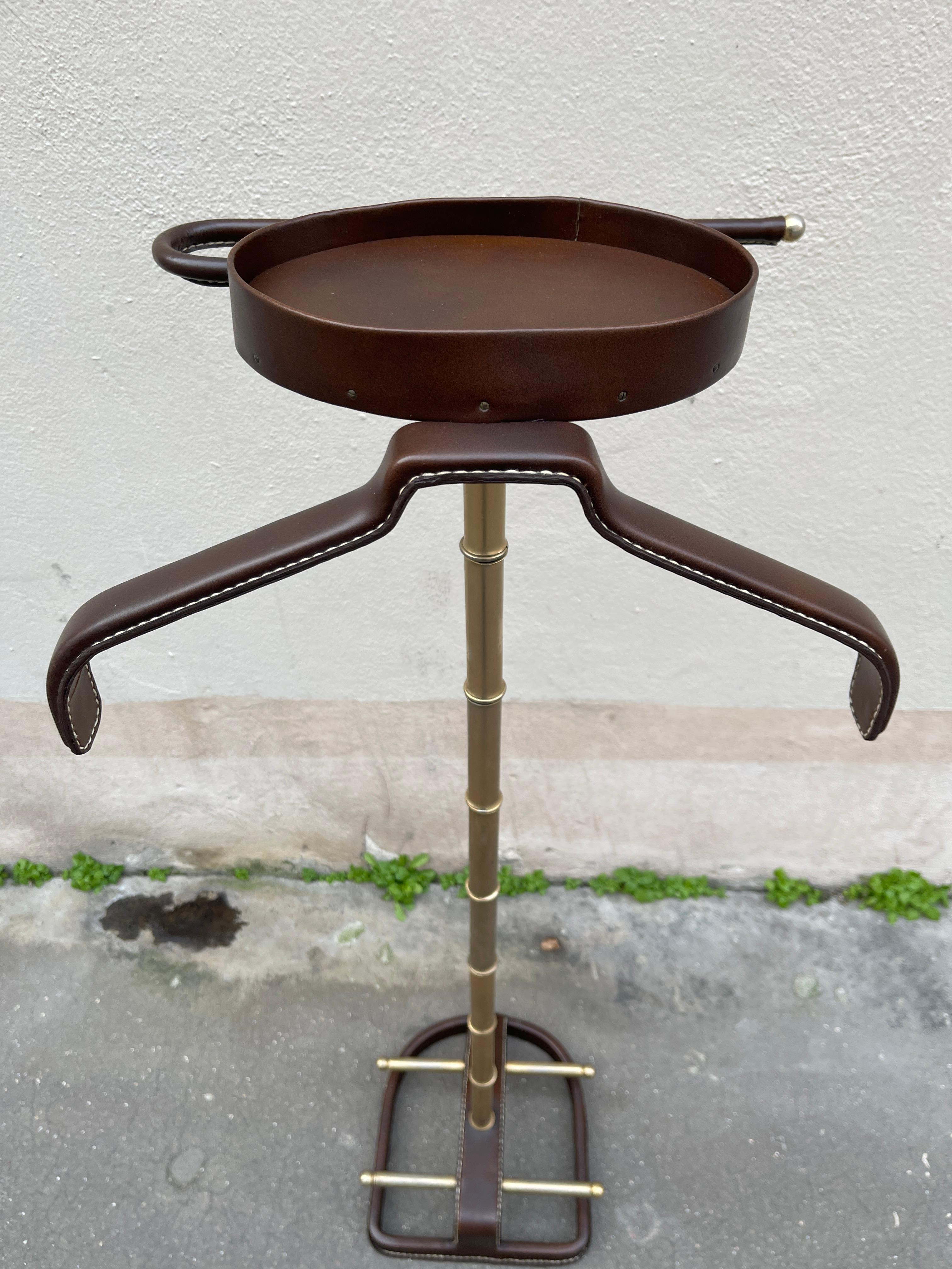 1950's Stitched leather night stand by Jacques Adnet For Sale 4