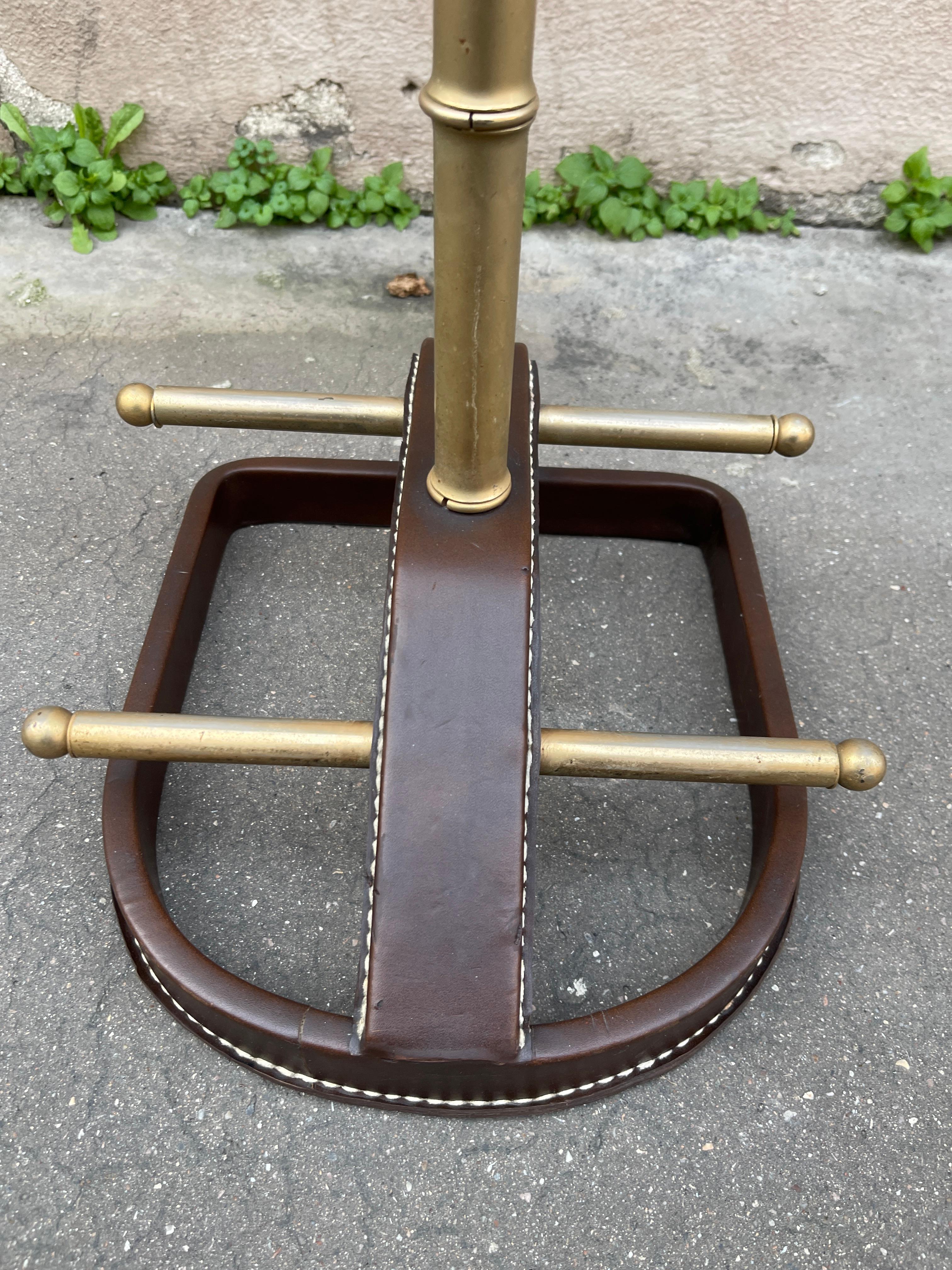 Mid-20th Century 1950's Stitched leather night stand by Jacques Adnet For Sale