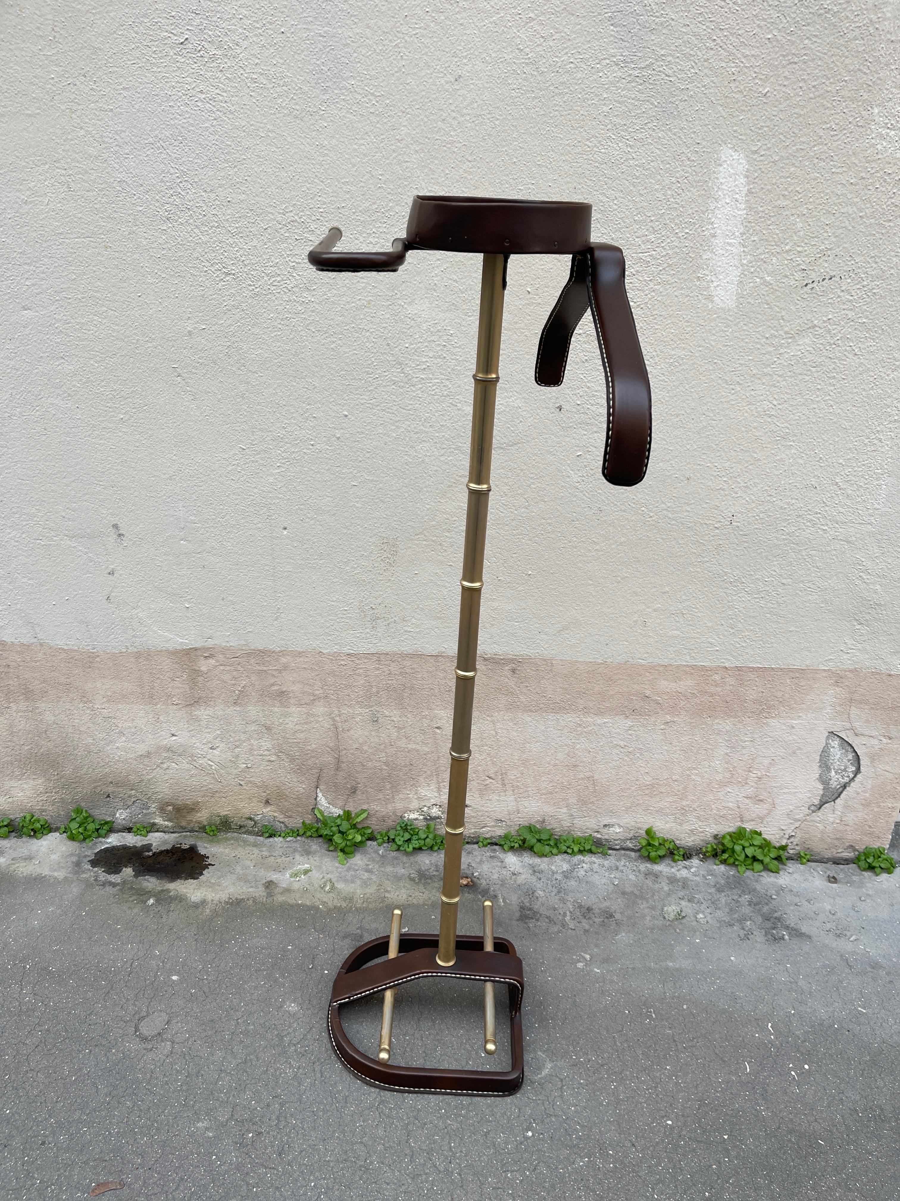 1950's Stitched leather night stand by Jacques Adnet For Sale 1