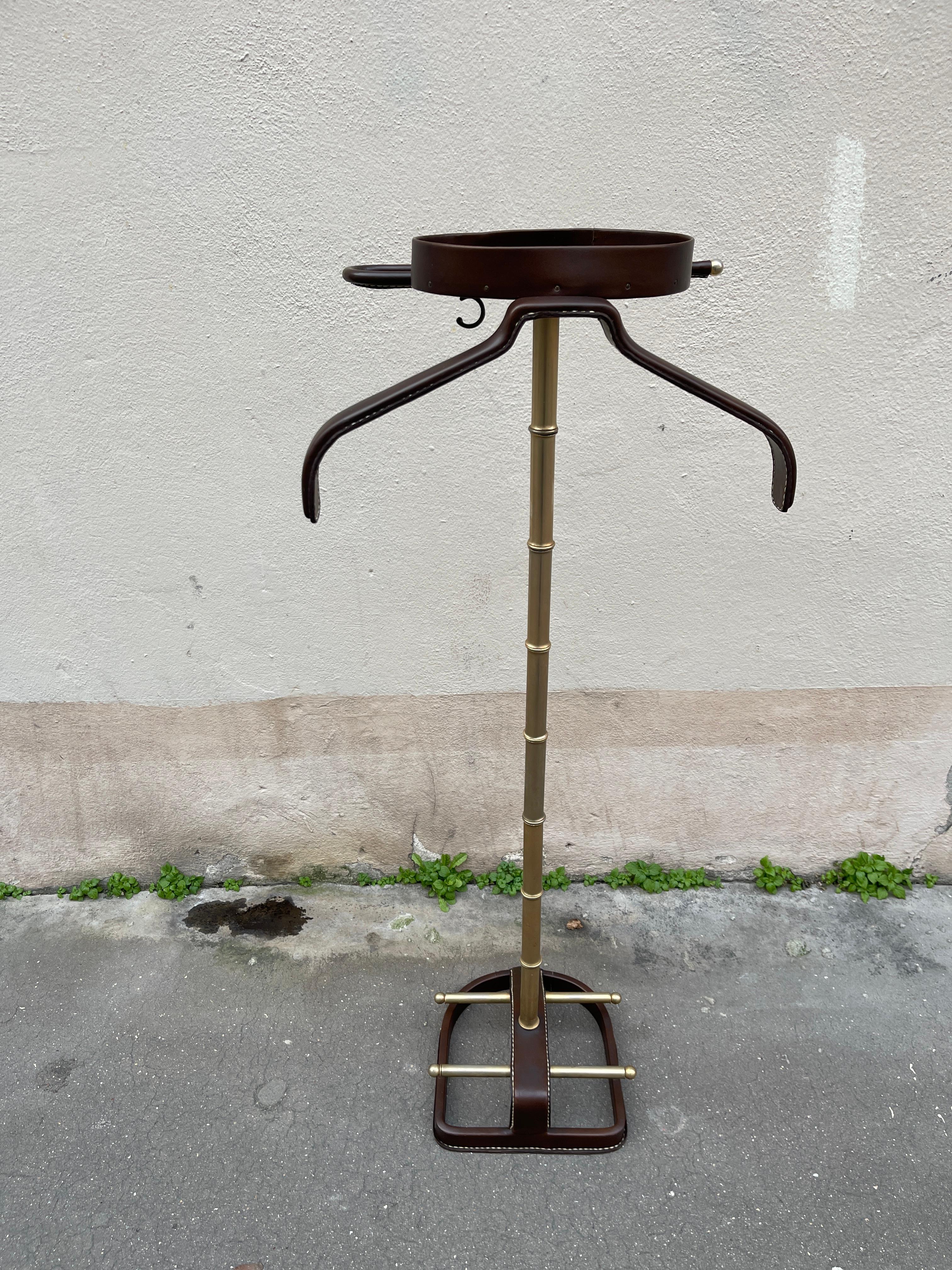 1950's Stitched leather night stand by Jacques Adnet For Sale 3