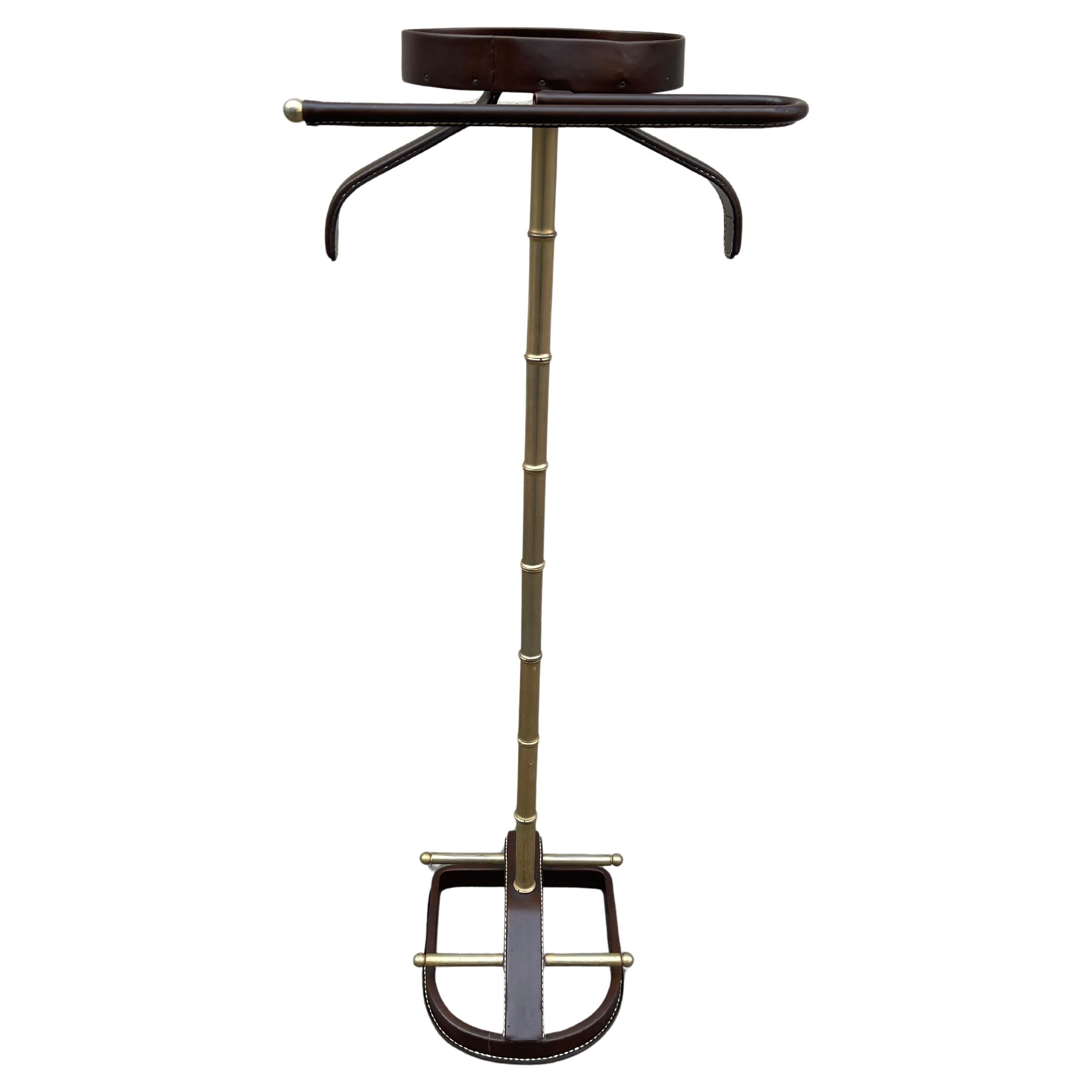 Comodino in pelle Stitch by Stnet degli anni '50 di Jacques Adnet