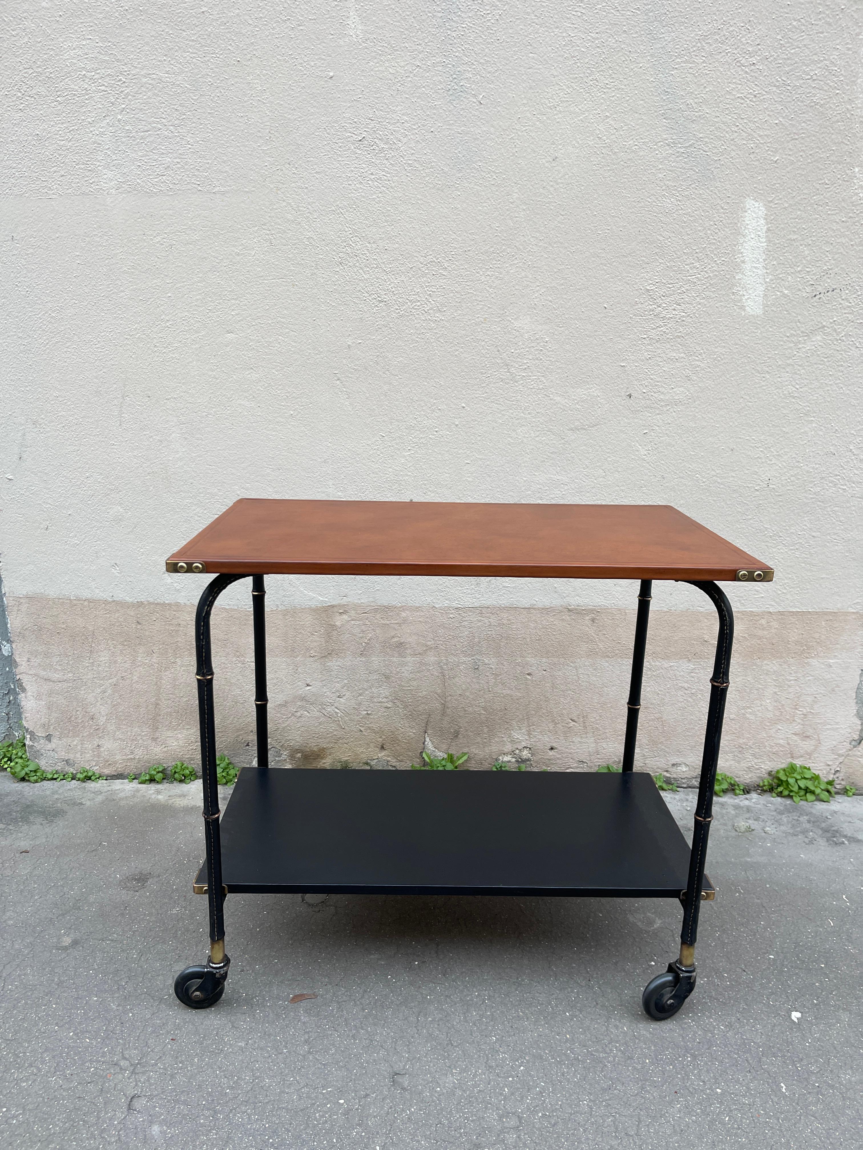 1950's Stitched leather occasional table 
By Jacques Adnet
France
