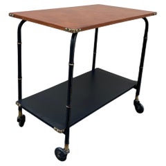 1950's Stitched leather occasional table by Jacques Adnet