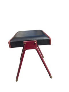 1950er Jahre Genähte Leder Ottomane von Jacques Adnet