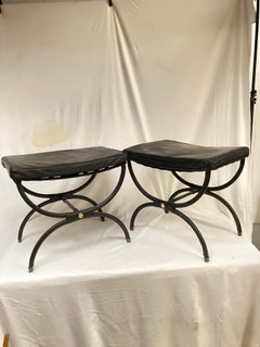 1950's Stitched leather Ottomans