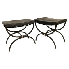 1950's Stitched leather Ottomans