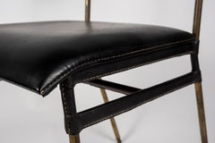 1950's Stitched Leather Pair of Chairs by Jacques Adnet