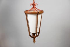 1950's Stitched Leather Pair of Lanterns of Lantern by Jacques Adnet