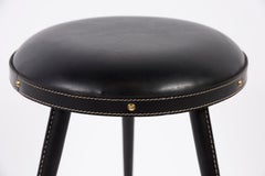1950's Stitched Leather Pair of Stools von Jacques Adnet
