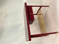 Coppia di tavolini in pelle Stitch by Stnet degli anni '50 di Jacques Adnet