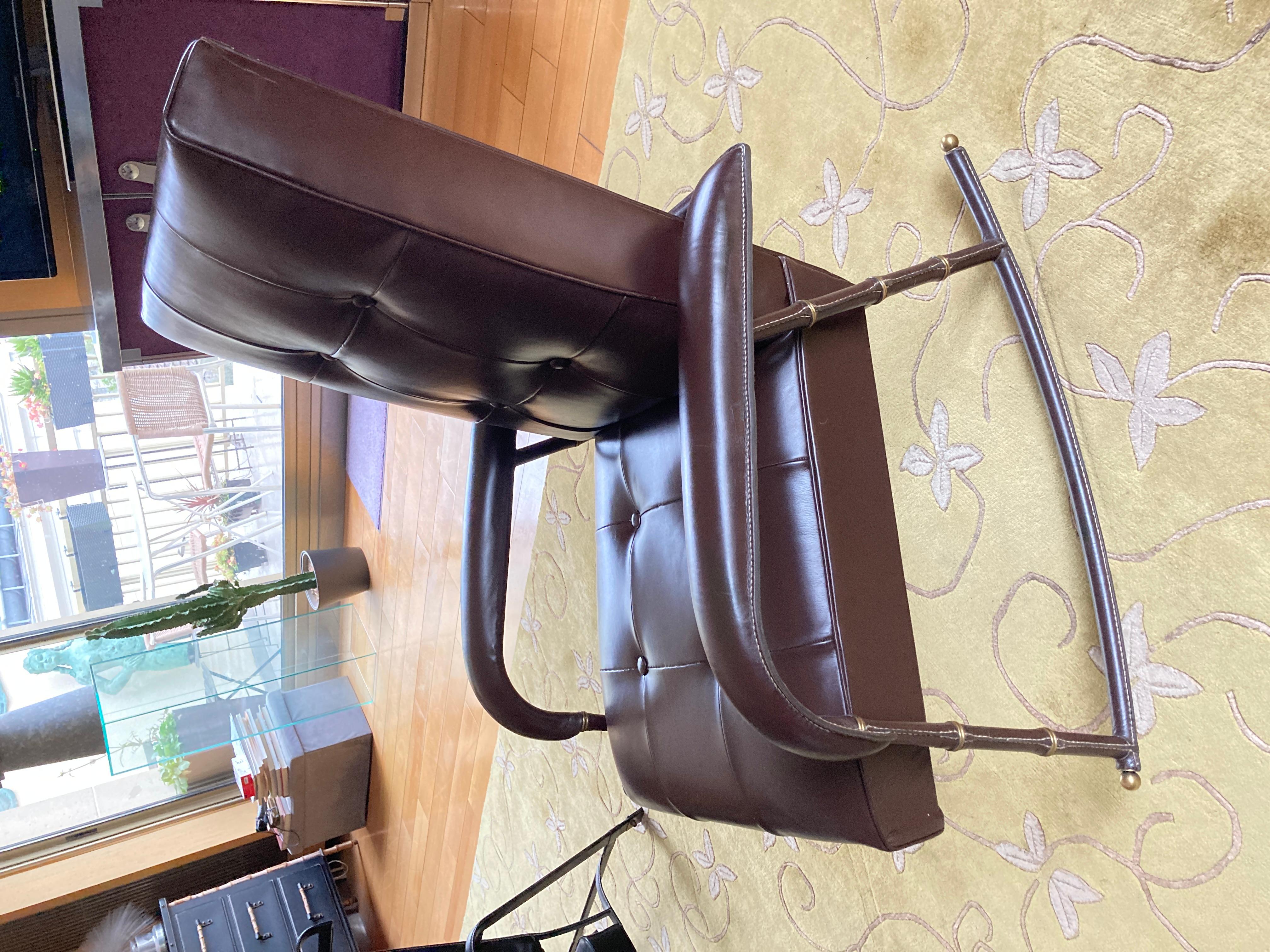 1950's Stitched leather Rocking chair by Jacques Adnet For Sale 8