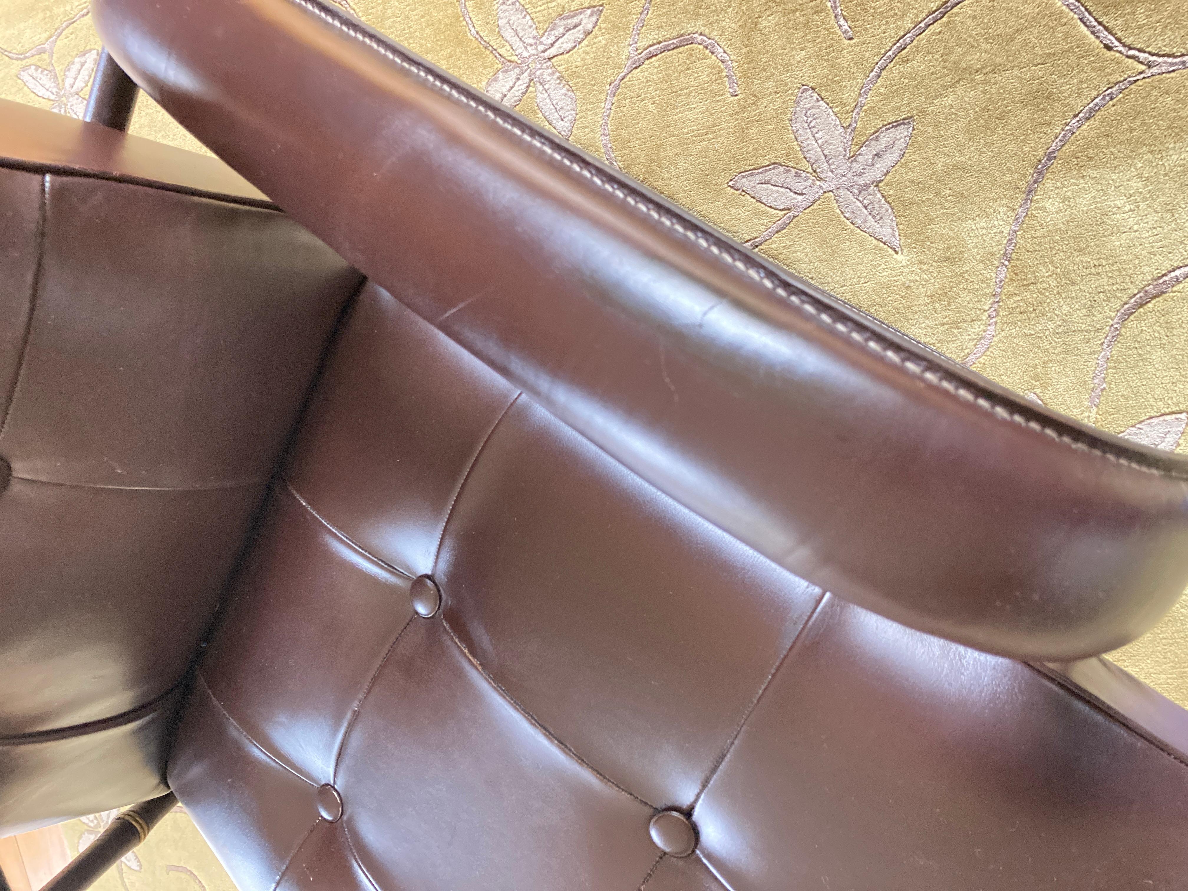 1950's Stitched leather Rocking chair by Jacques Adnet For Sale 2