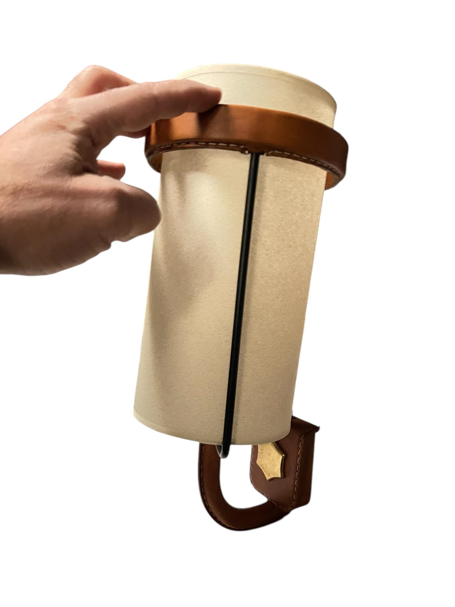 1950's Stitched leather sconces by Jacques Adnet en venta 4