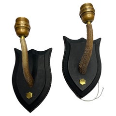 1950's Stitched leather sconces by Jacques Adnet