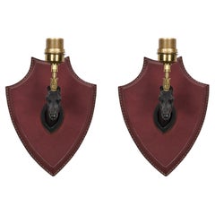 1950s Stitched Leather Sconces by Jacques Adnet