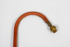 1950's Stitched Leather Shelve or Side Bed Table by Jacques Adnet