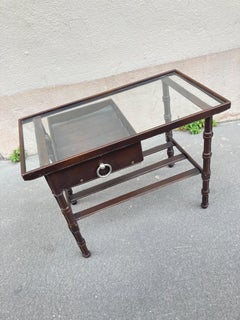 1950's Stitched leather side table by Jacques Adnet