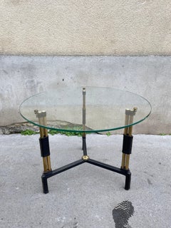 1950's Stitched leather side table by Jacques Adnet