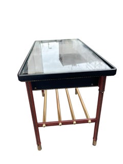 1950's Stitched leather side table by Jacques Adnet