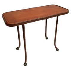 1950's Stitched leather side table by Jacques Adnet