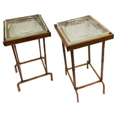 1950's Stitched leather side table or vide poche by Jacques Adnet