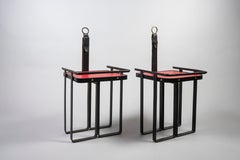 1950's Stitched Leather Side Tables by Jacques Adnet