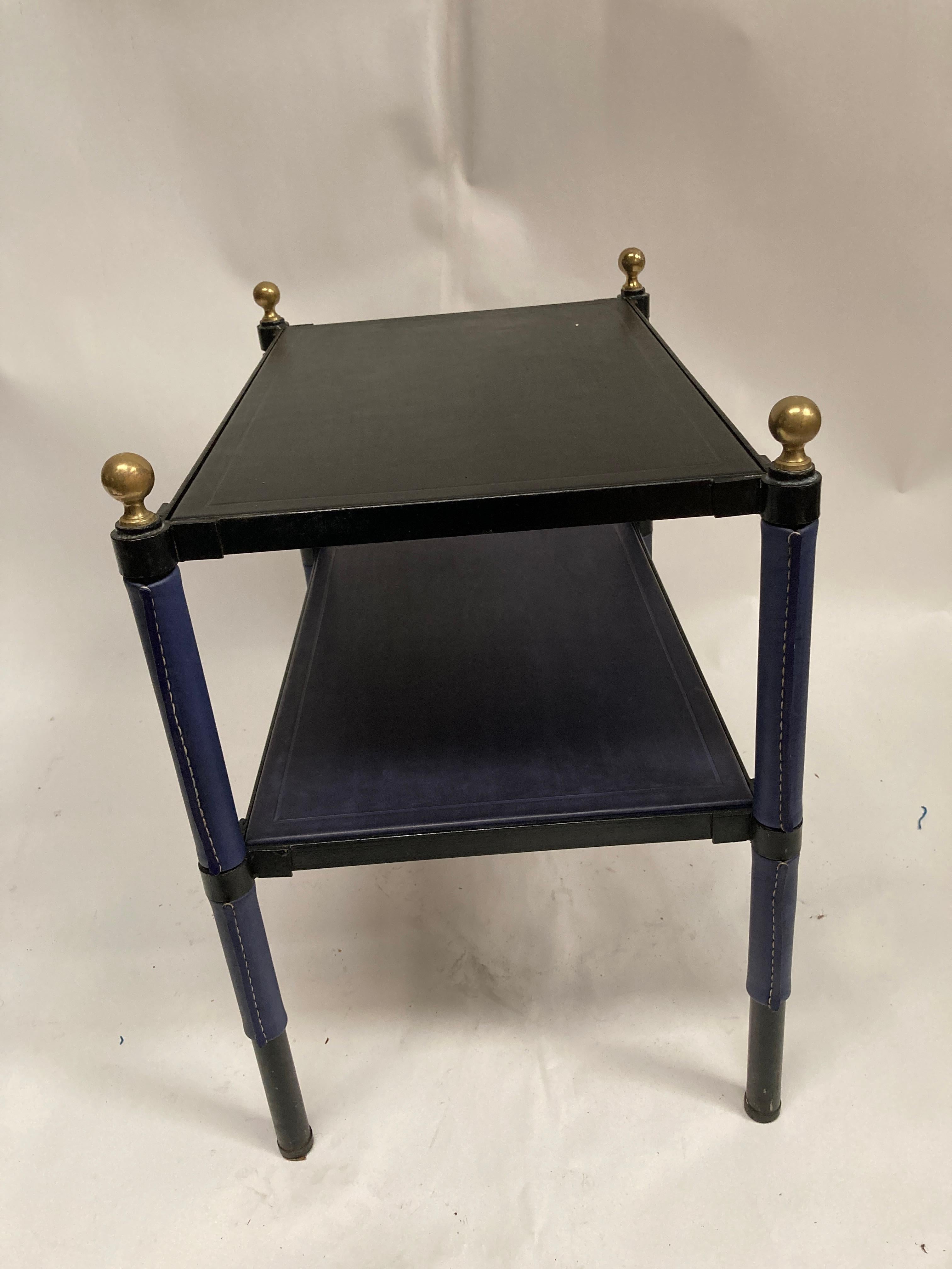 1950's Stitched leather side tables by Jacques Adnet For Sale 2