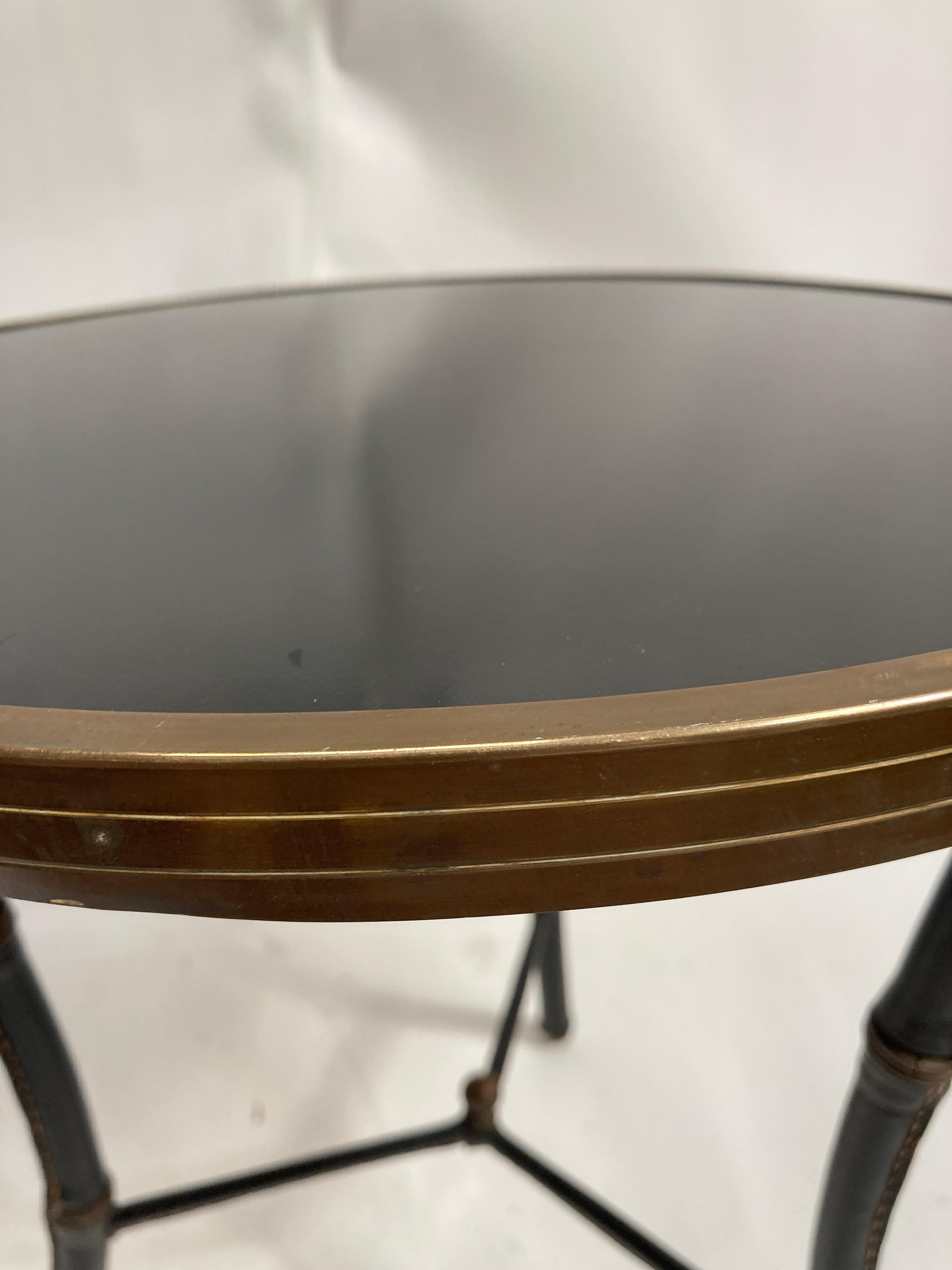 1950's Stitched leather side tables by Jacques Adnet For Sale 3