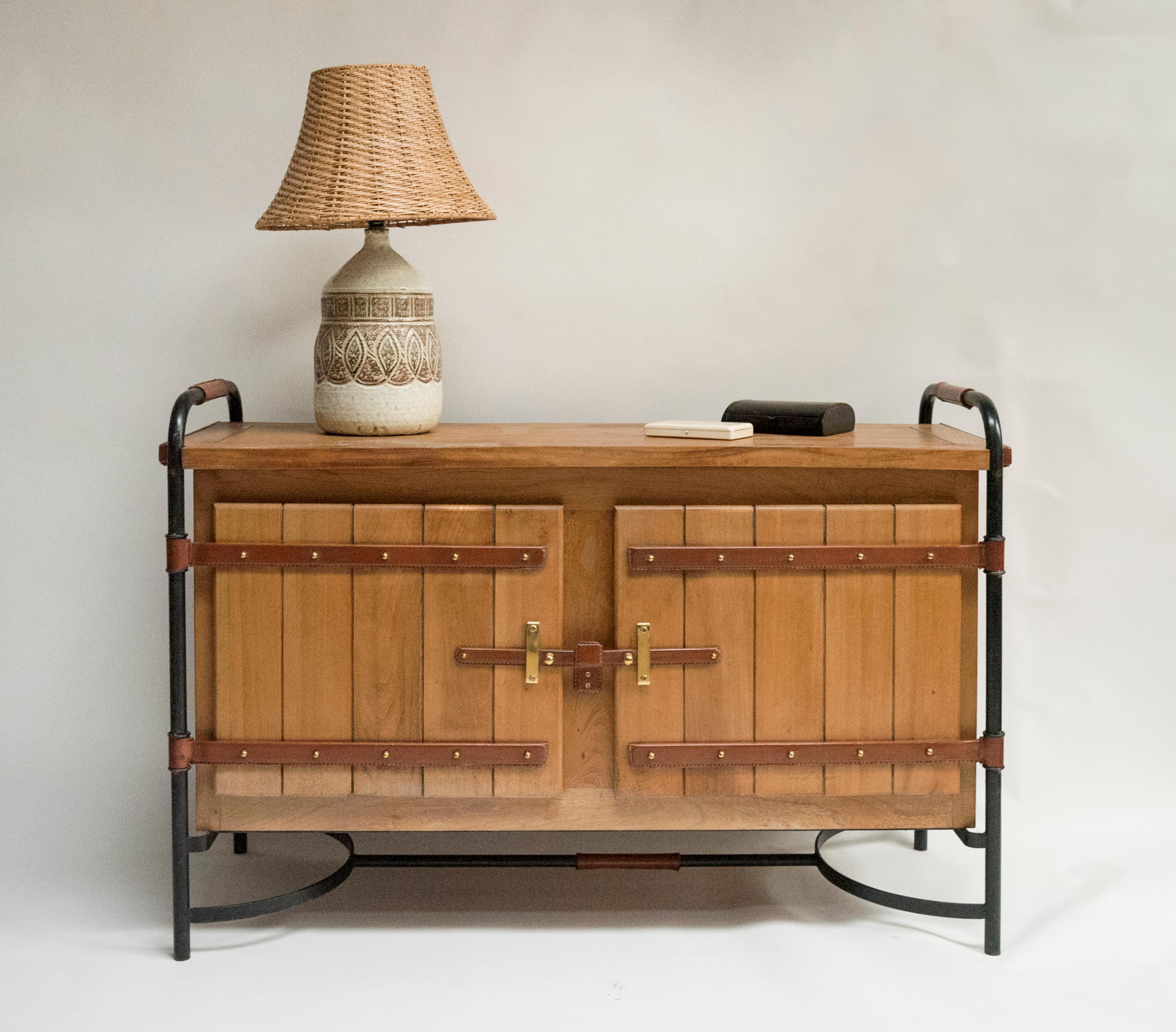 1950's Stitched Leather Sideboard by Jacques Adnet 2