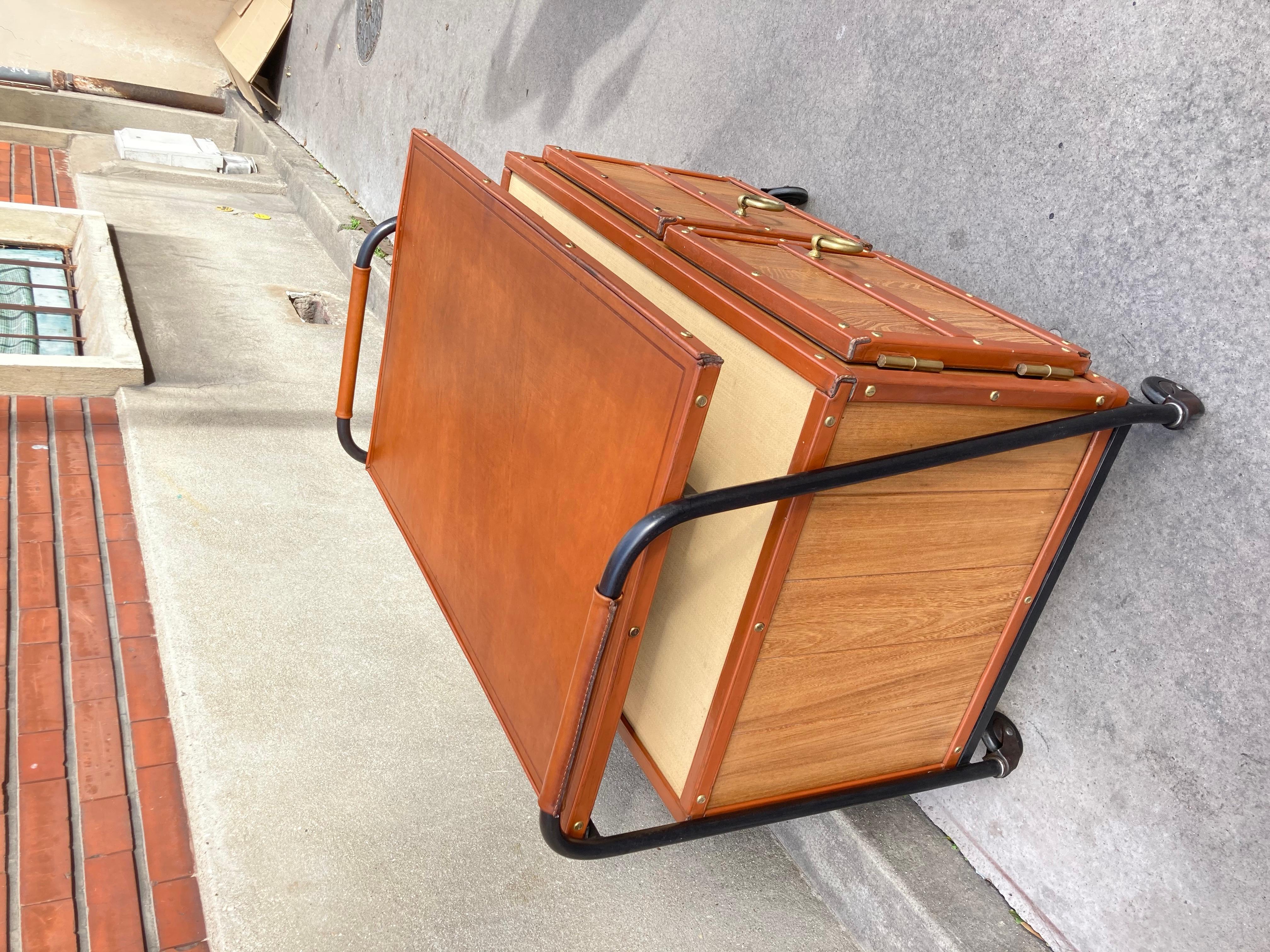 1950's Stitched Leather Sideboard by Jacques Adnet For Sale 4