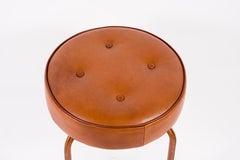 1950's Stitched Leather Stool by Jacques Adnet