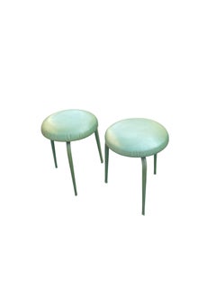 1950's Stitched leather stools by Jacques Adnet
