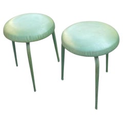 1950's Stitched leather stools by Jacques Adnet