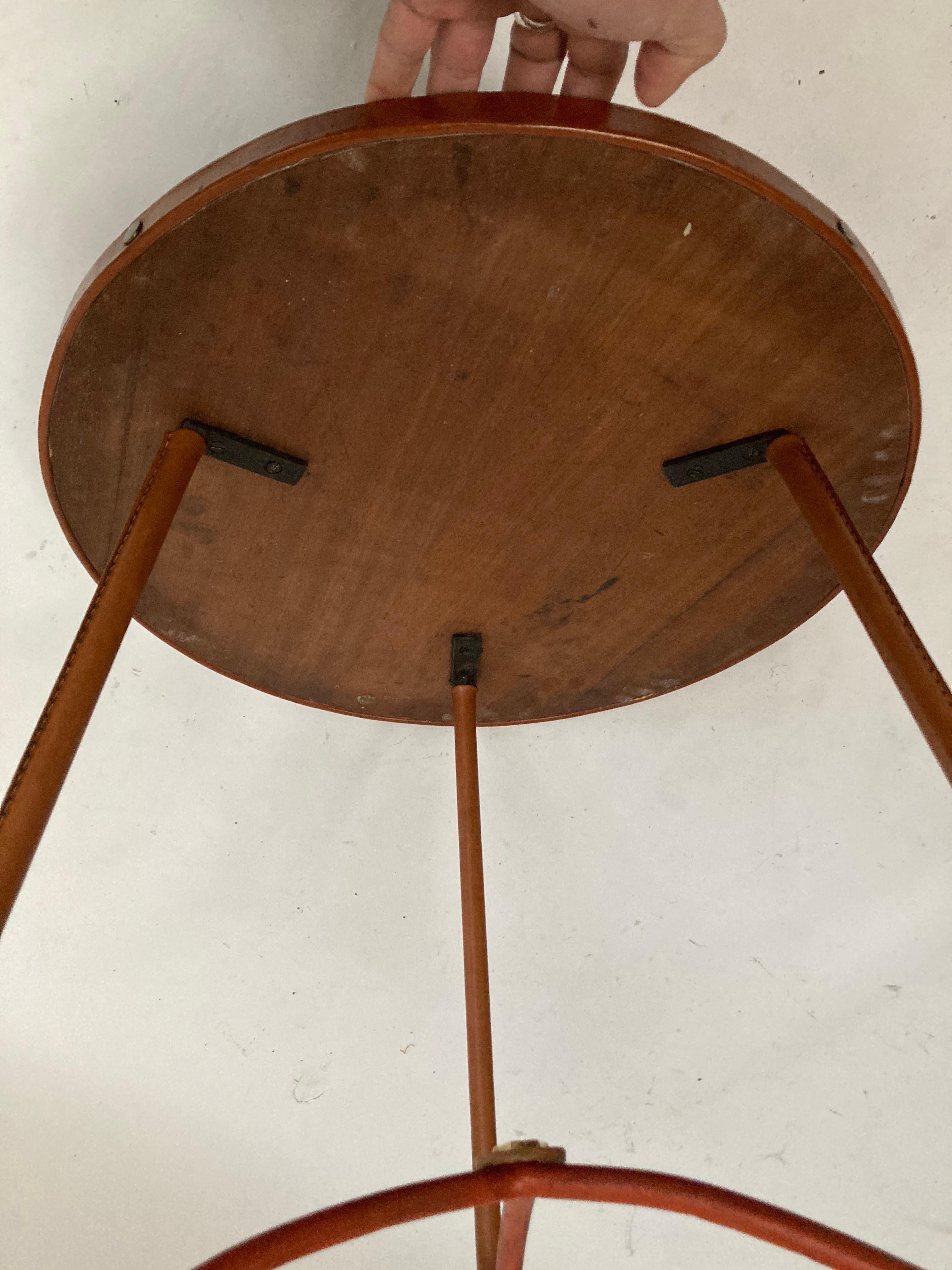 1950's Stitched Leather Table by Jacques Adnet 5