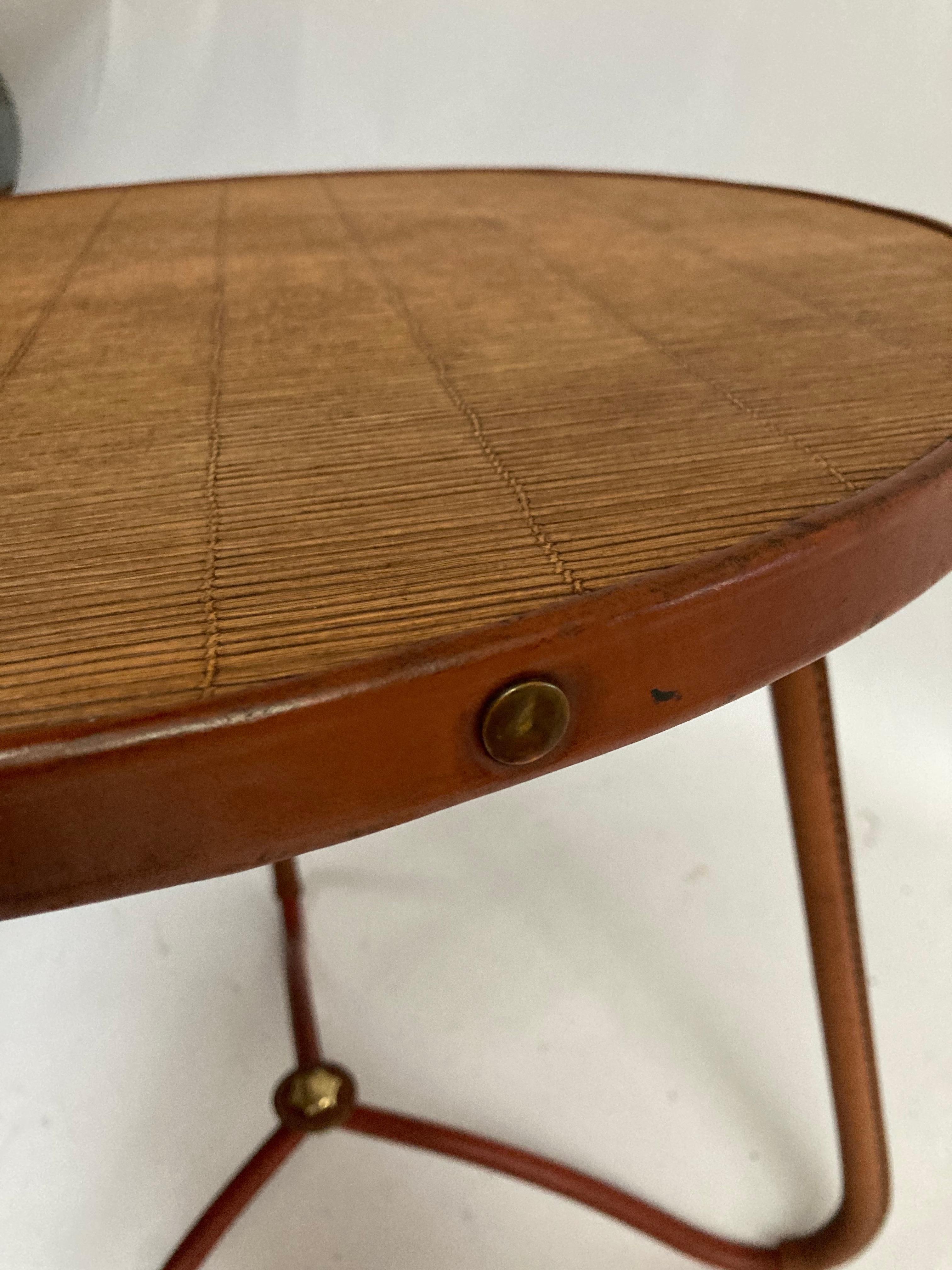 1950's Stitched Leather Table by Jacques Adnet In Good Condition In Bois-Colombes, FR