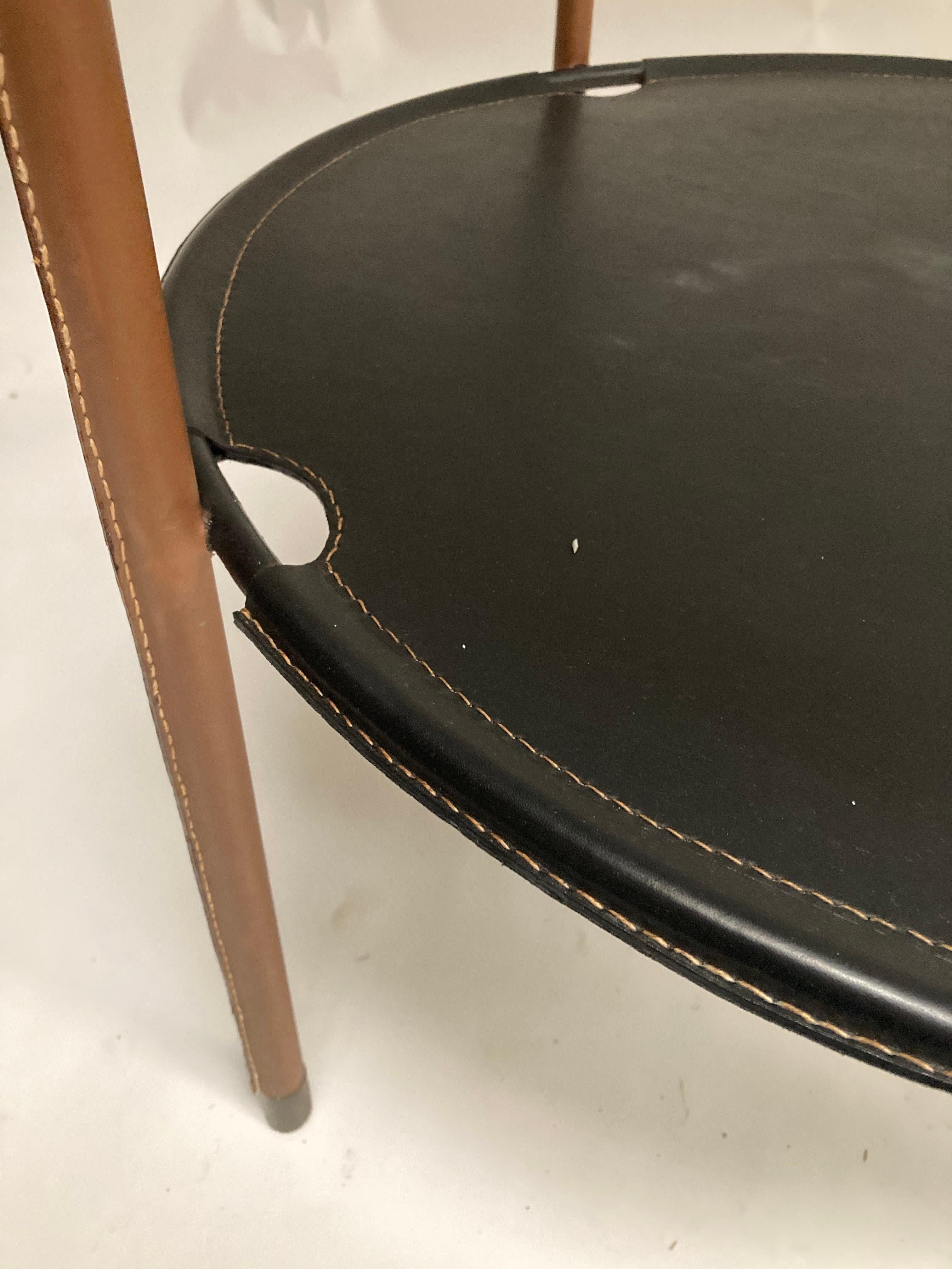 1950's Stitched Leather Table by Jacques Adnet For Sale 3