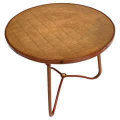 Retro 1950's Stitched Leather Table by Jacques Adnet