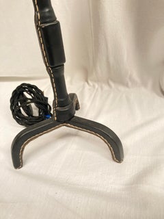 1950's Stitched leather table lamp by Jacques Adnet