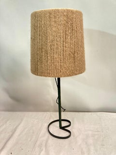 1950's Stitched leather table lamp by Jacques Adnet