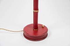 1950s Stitched Leather Table Lamp by Jacques Adnet