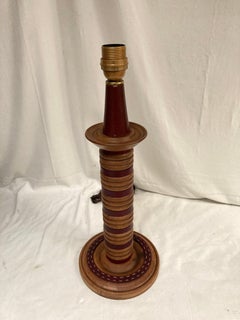 1950's Stitched leather table lamp by Jacques Adnet