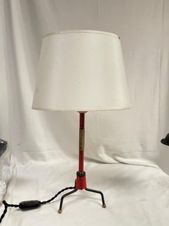 1950's Stitched leather table lamp by Jacques Adnet