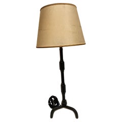 Lampe de table en cuir cousue des années 1950 par Jacques Adnet