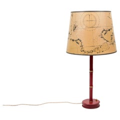 Retro 1950s Stitched Leather Table Lamp by Jacques Adnet