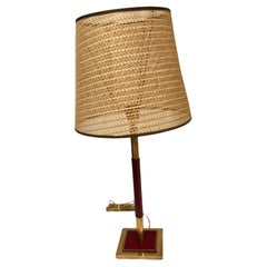 1950's Stitched leather table lamp by Jacques Adnet
