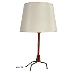 1950's Stitched leather table lamp by Jacques Adnet