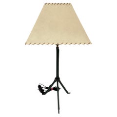 1950's Stitched leather table lamp by Jacques Adnet