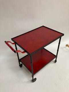 1950's Stitched Leather Trolley by Jacques Adnet