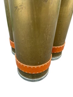 1950's Stitched leather umbrella stand by Jacques Adnet