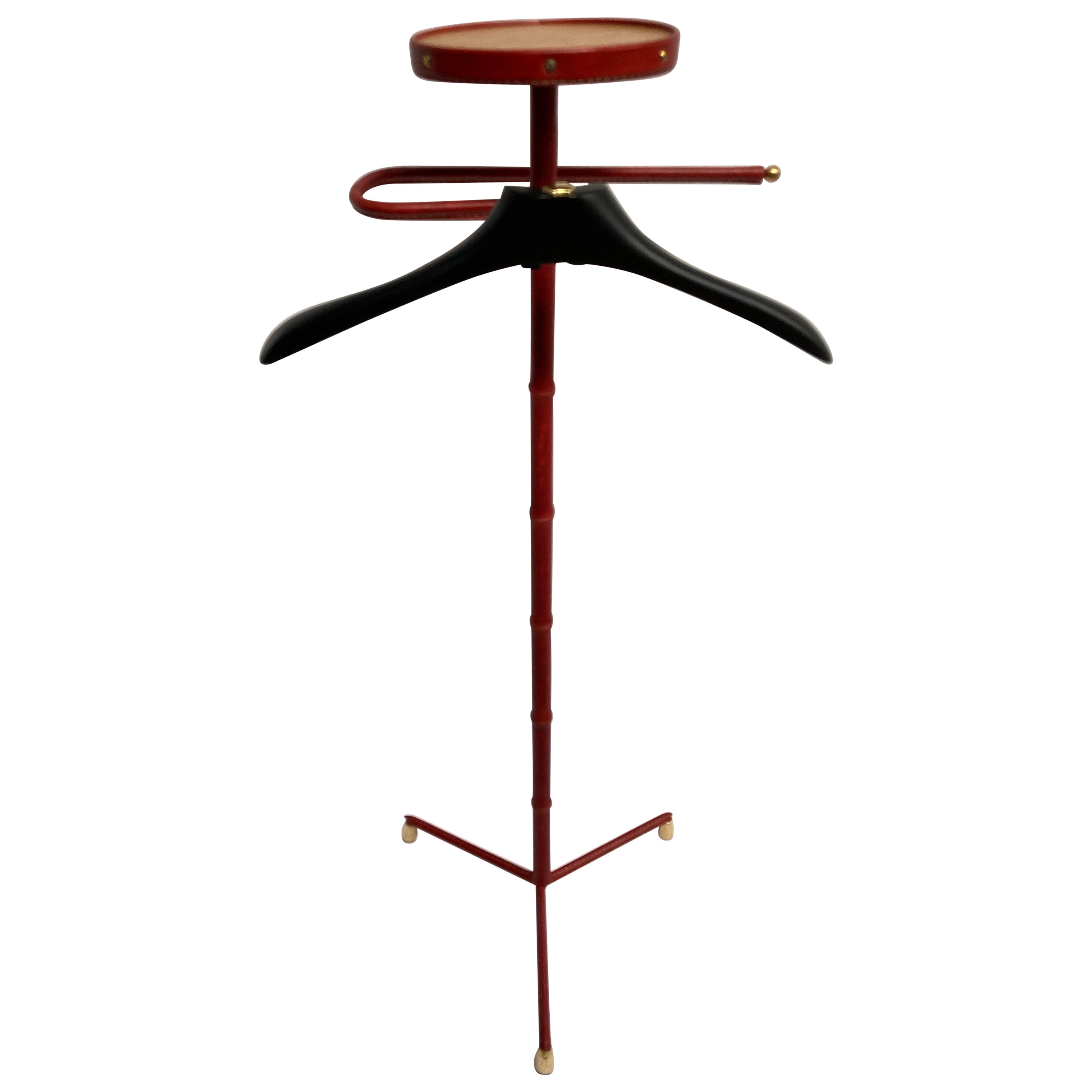 Valet en cuir cousu de Jacques Adnet des années 1950